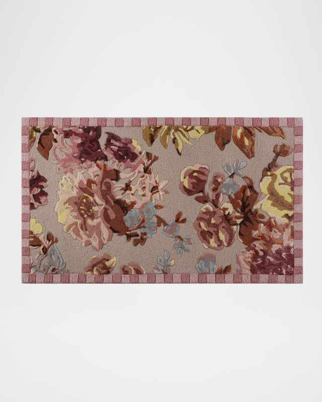 Dusty Rose Floral Rug, 2' x 4'